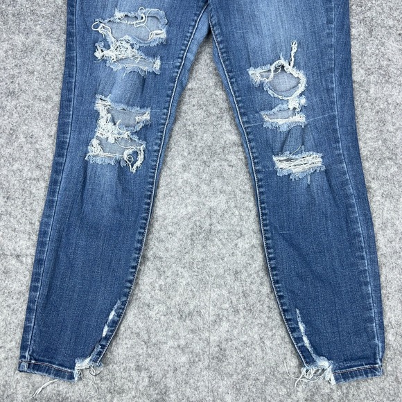 Judy Blue Jeans Womens 15 32‎ Skinny Fit Blue Distressed Raw Hem Stretch Denim - Picture 7 of 14